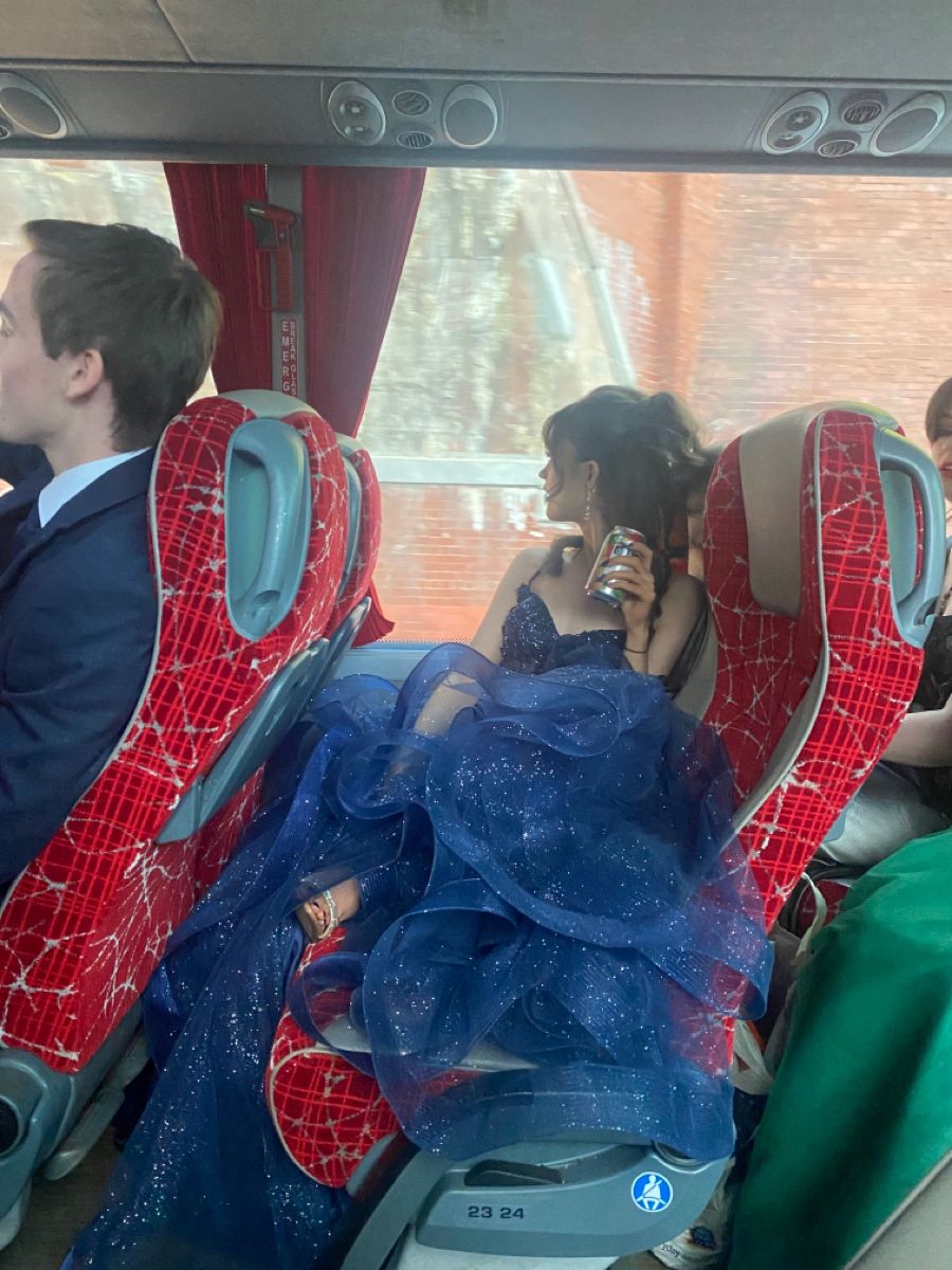 A Line Blue Shinny Tulle Party Dress Long Evening Dress Vintage Prom Dress - Fashionpara