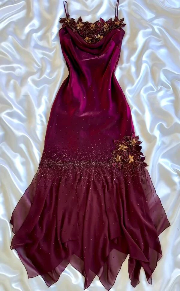 Purple Vintage Long Prom Dress Evening Dress With Flowers - Fashionpara