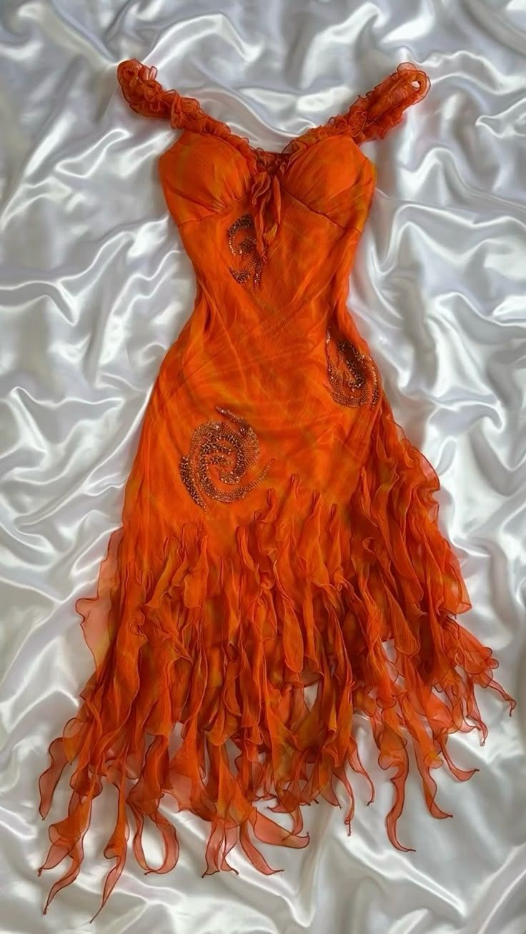 Classy Orange Long Prom Dress 21st Birthday Outfit Evening Gowns - Fashionpara
