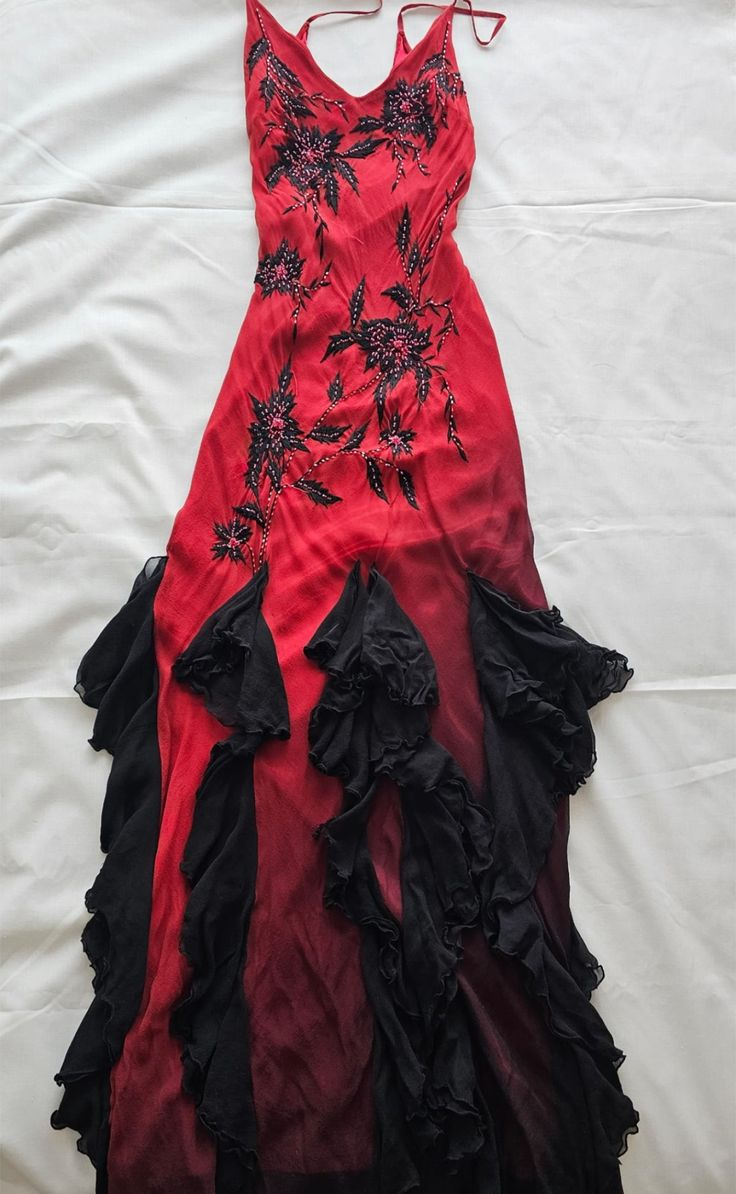 Sexy Red Long Prom Dress With Ruffles Classy Formal Evening Dress - Fashionpara