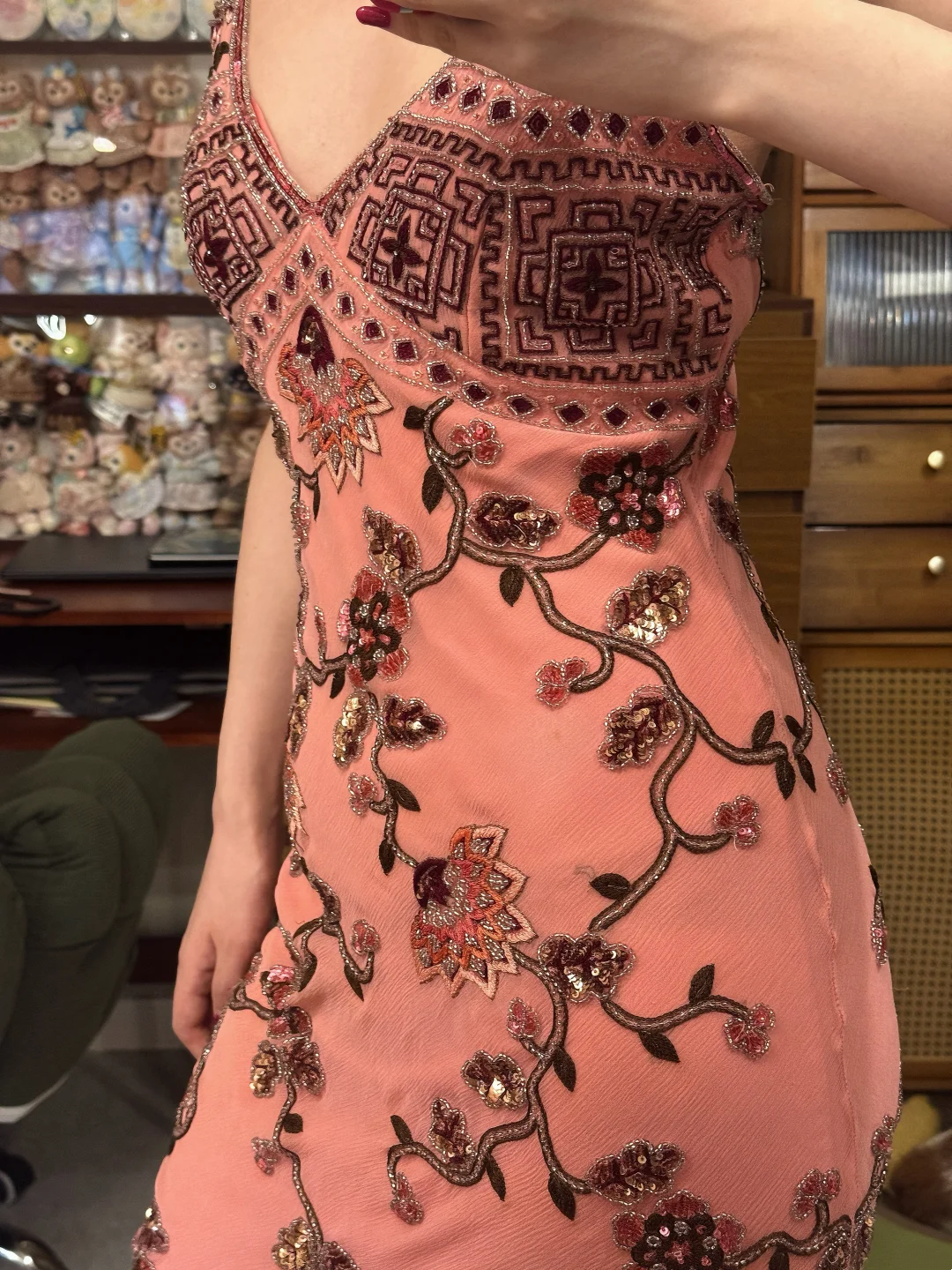 Beaded Vintage Midi Evening Dress Birthday Outfit Prom Dress - Fashionpara