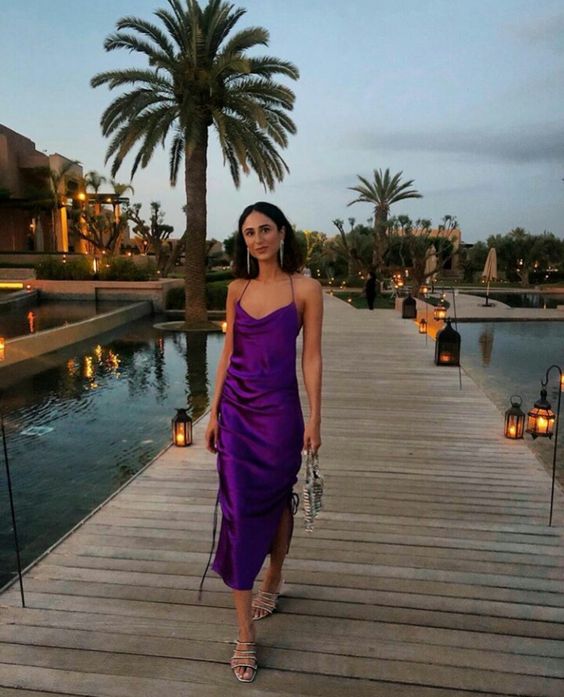 Spaghetti Straps Purple Mermaid Prom Dress - Fashionpara