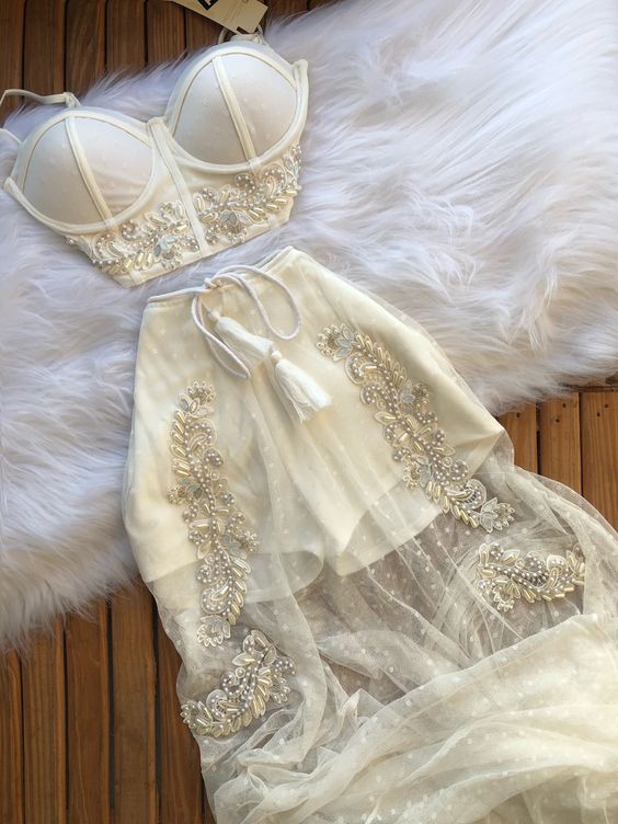 Two Piece long formal prom dress, long evening party Gown - Fashionpara