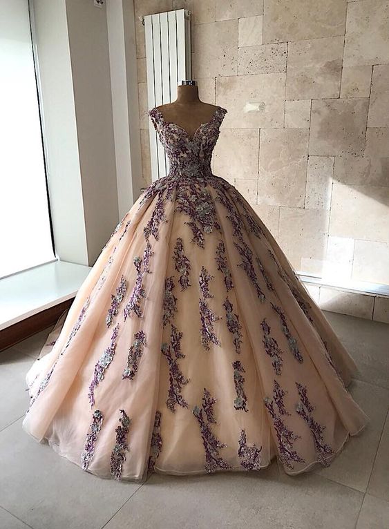 Quinceanera Dresses Lace Applique Sweet 16 Dress Ball Gown Prom Dress - Fashionpara