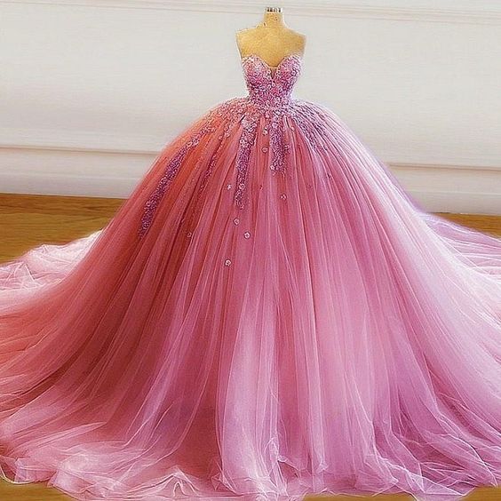 Sexy Pink Prom Dress, Ball Gown Sweet 16 Dresses, Party Gowns - Fashionpara
