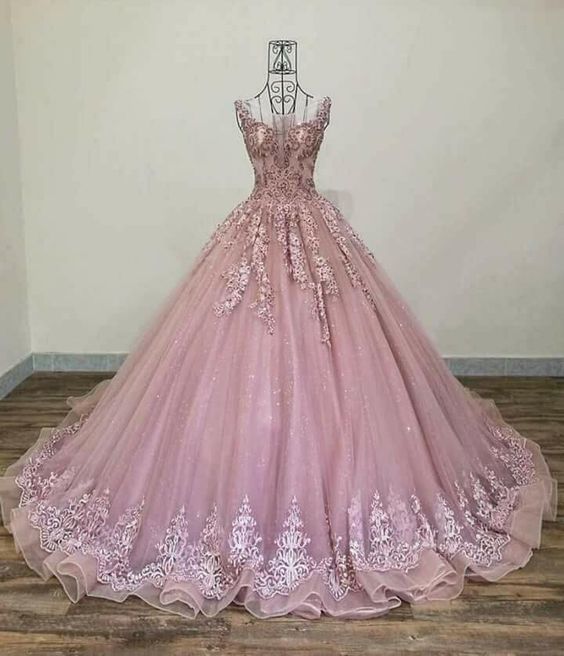 Pink Ball Gown Evening Dress Long Prom Gown - Fashionpara