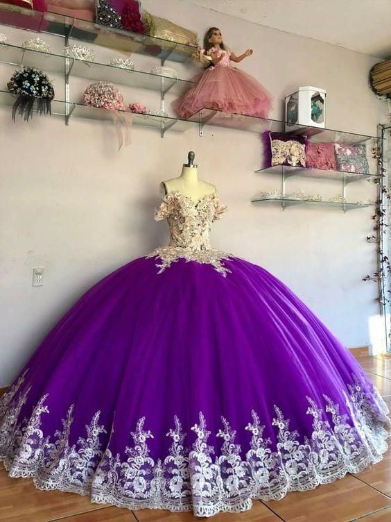 Purple Ball Gown Evening Dress Long Prom Gown - Fashionpara