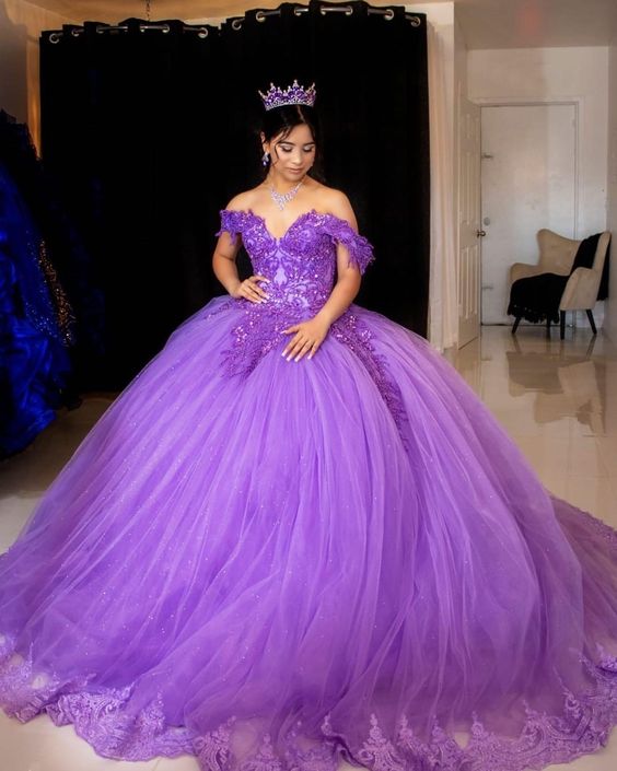 Purple Ball Gown Evening Dress Long Prom Gown - Fashionpara