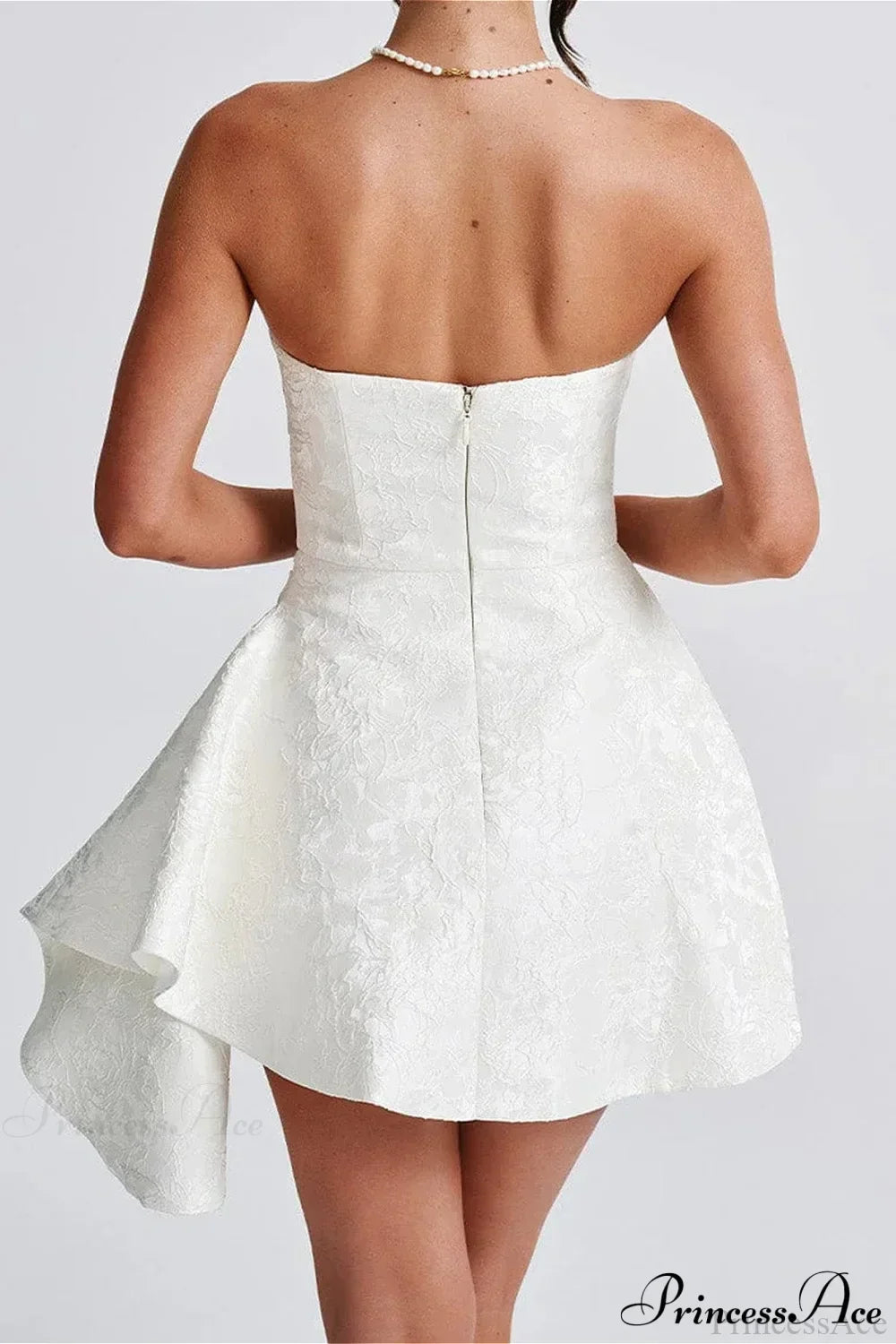 Floral Jacquard Strapless A-Line Mini Dress