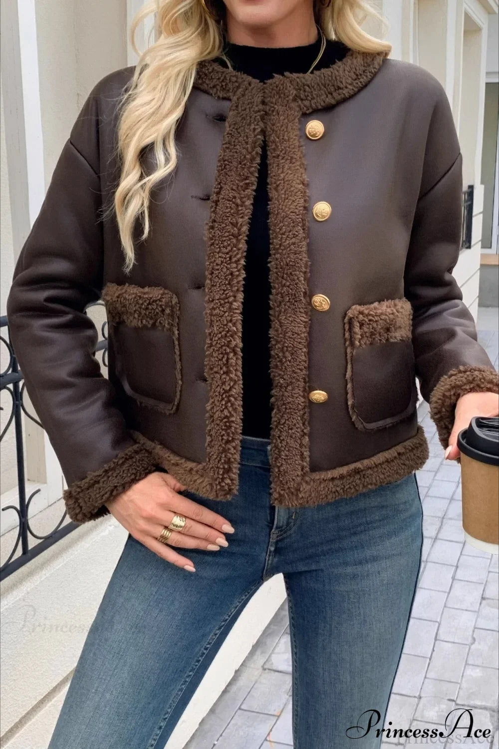 Warm Fleece Collar Casual Coat for Effortless Style