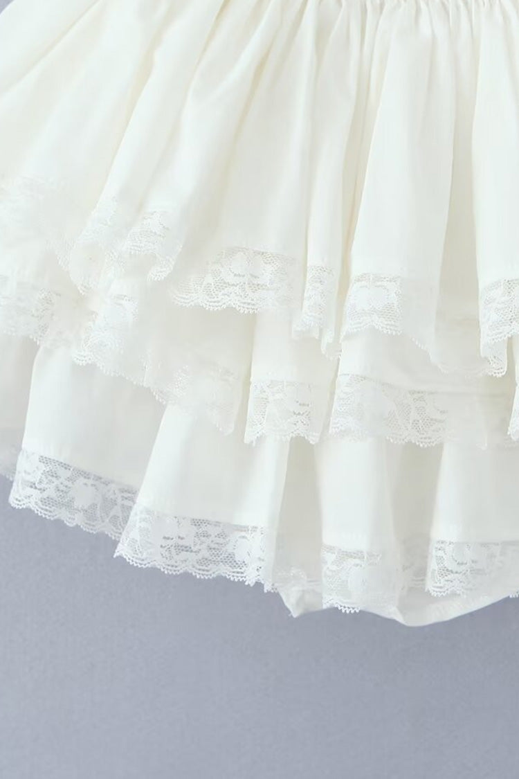 Floating Gathered Ruffle High Waist Scalloped Lace Tiered Micro Mini Skirt - Fashionpara
