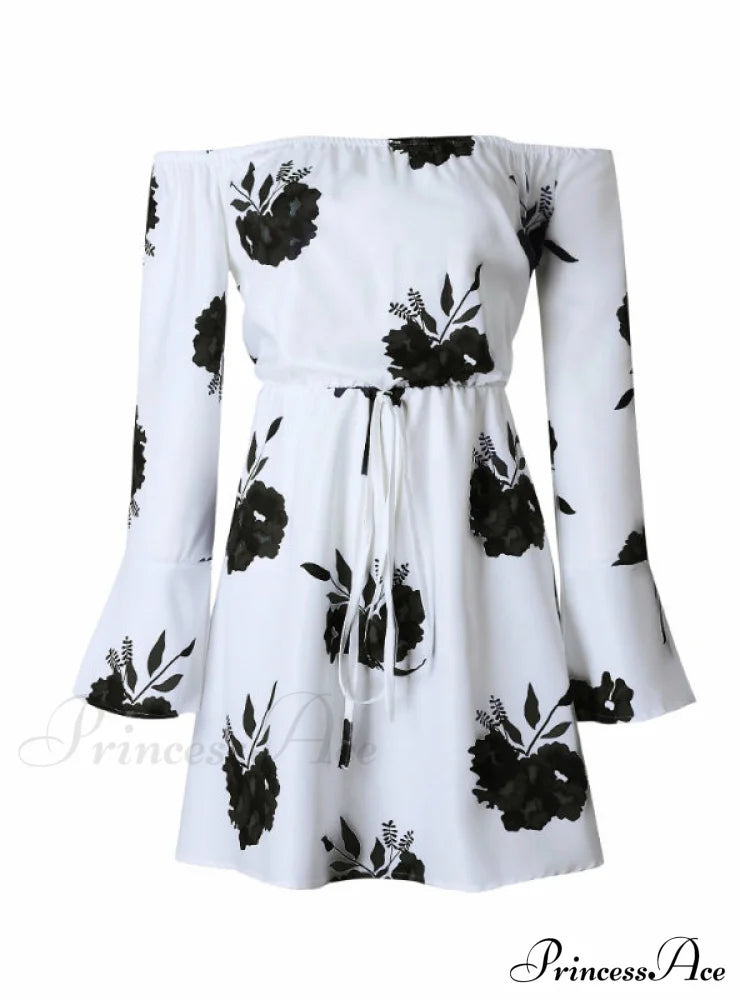 Floral Print Backless Summer Dress L / Blue Party Dresses-L