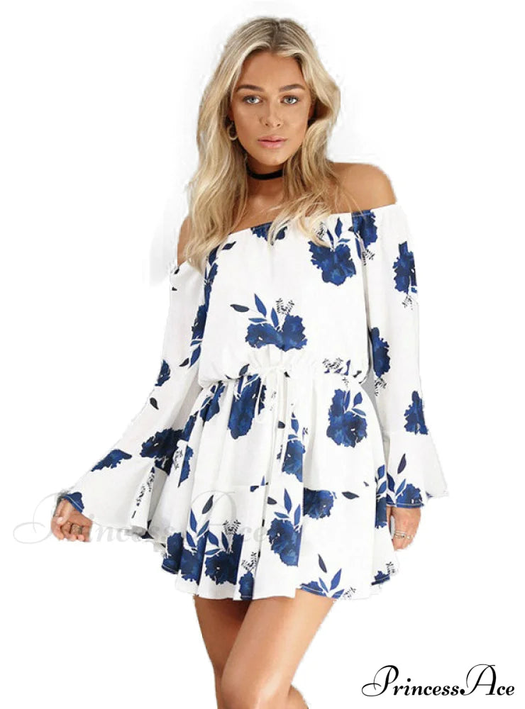 Floral Print Backless Summer Dress S / Black Party Dresses-L