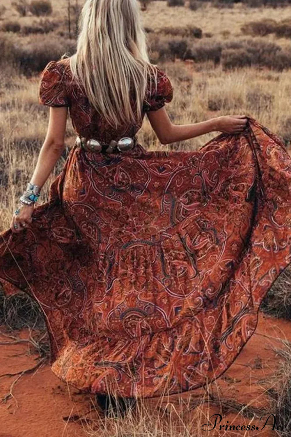 Floral Print Chiffon Boho Dress