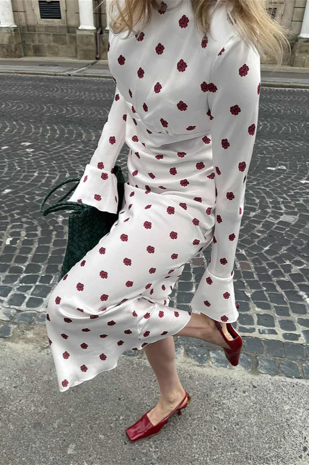 Floral Print Long Sleeve Belted Midi Dress 3