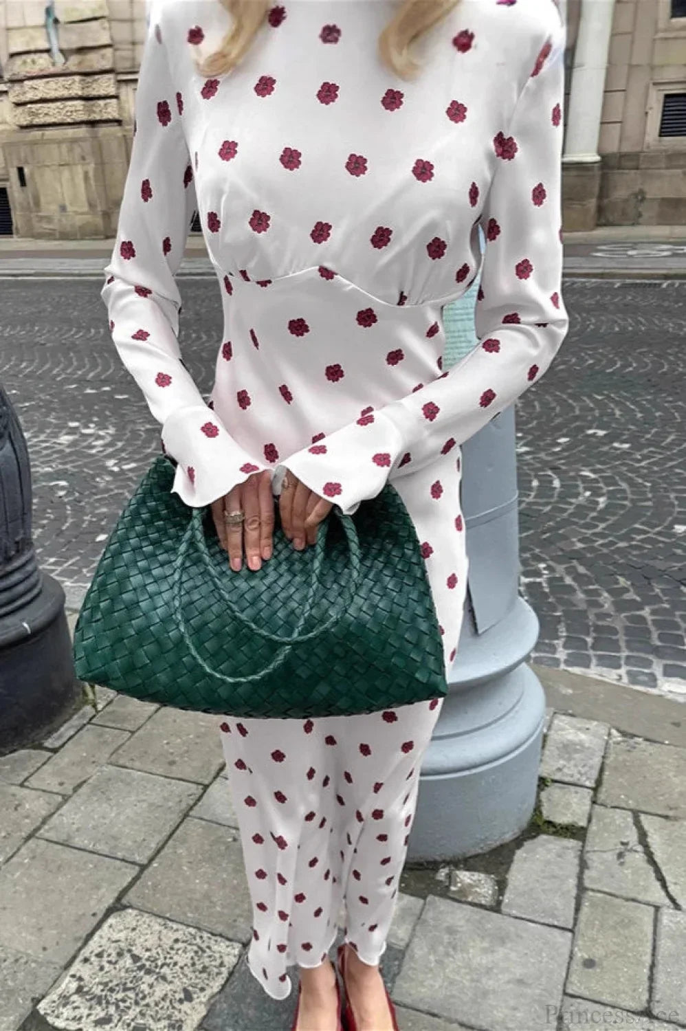 Floral Print Long Sleeve Belted Midi Dress 4