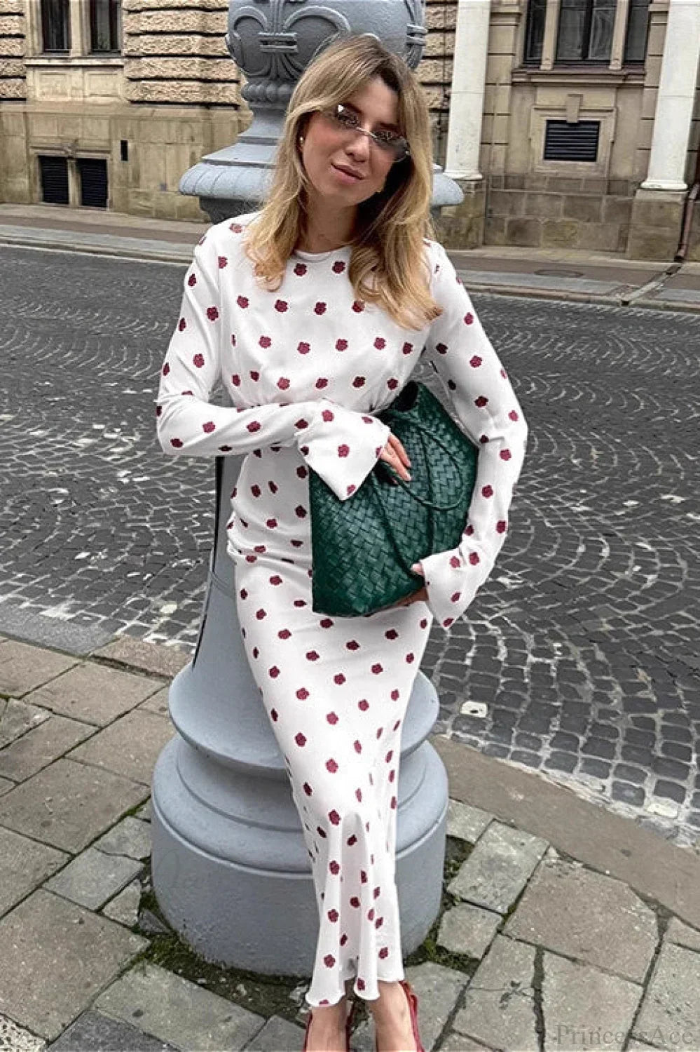 Floral Print Long Sleeve Belted Midi Dress 2