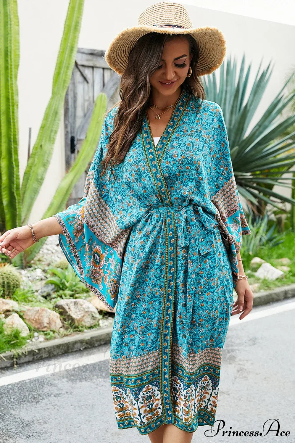 Floral Sashes Boho Dress Green / S bohodress-250126