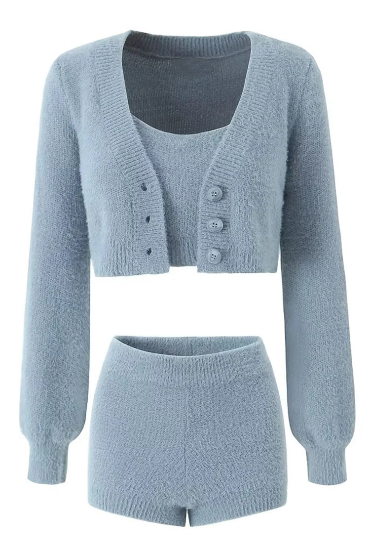 Fluffy Soft Solid Scoop Neck Open Back Ribbed Hem Sleeveless Crop Bra Top - Fashionpara