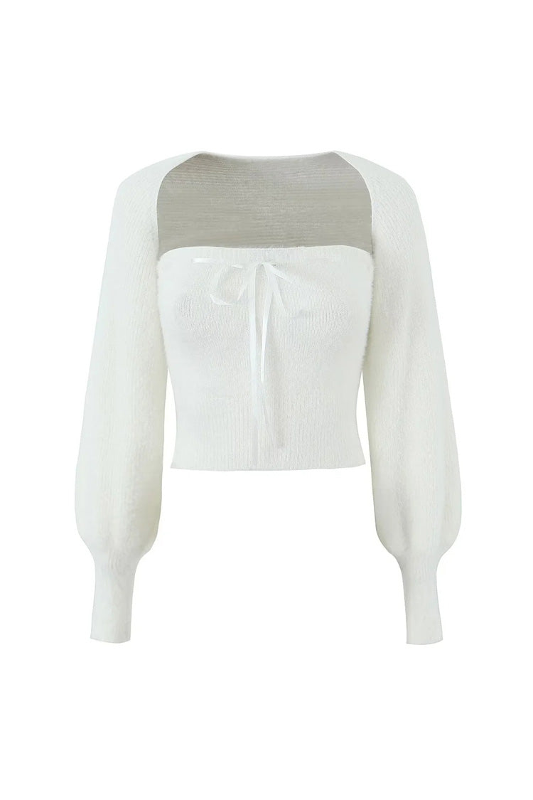 Rosedress Fluffy Knitted Tube Top & Shrug Cardigan Set