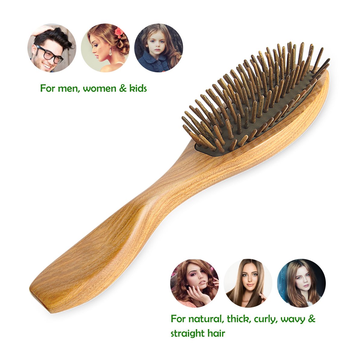 Natural Green Sandalwood Hair Brush