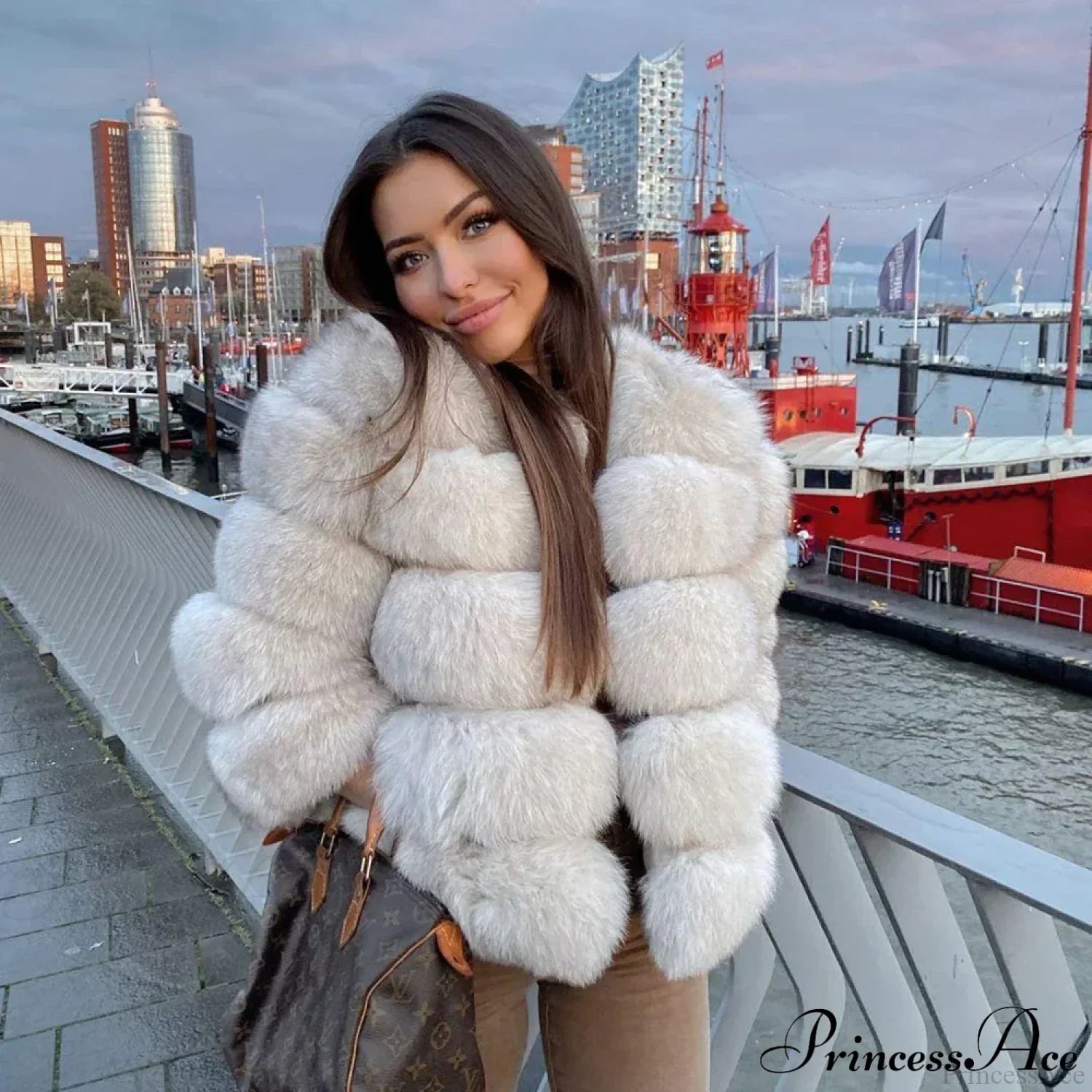 Fox Fur Winter Cold Weather Coat Natural color / S
