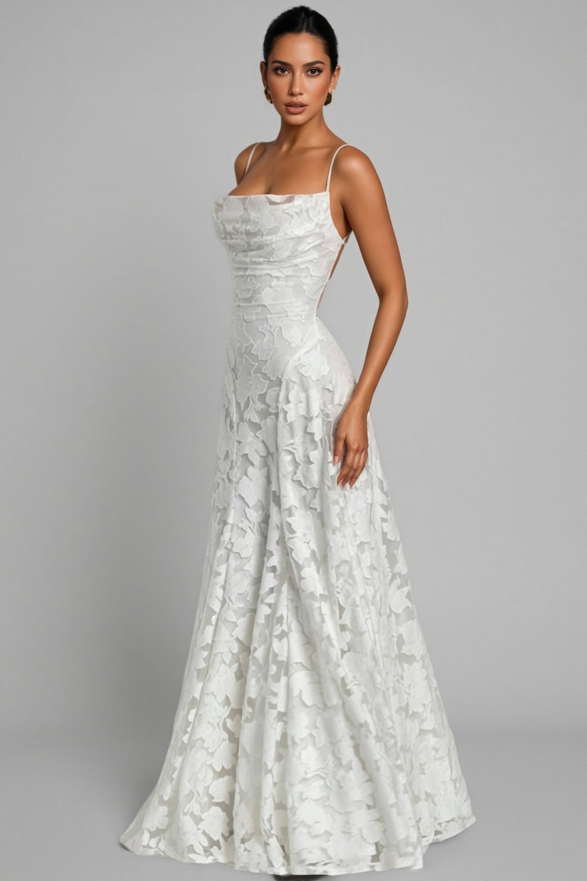Mirarlt White Strapless Mesh Maxi Dress - View 2