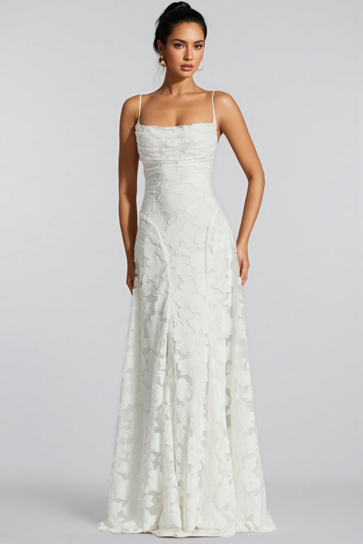 Mirarlt White Strapless Mesh Maxi Dress
