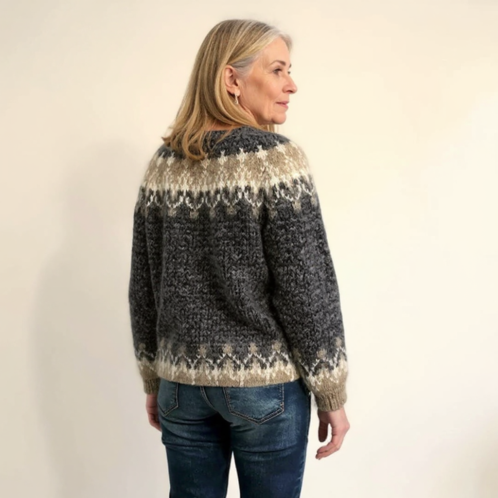 Fair Isle Crew Neck Long Sleeve Knit Sweater 10