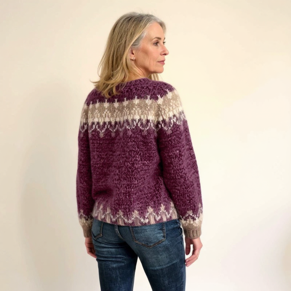 Fair Isle Crew Neck Long Sleeve Knit Sweater 12