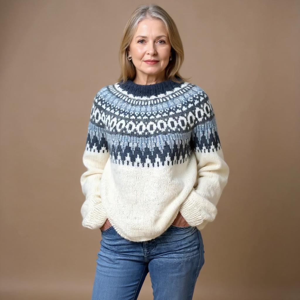 Fair Isle Round Neck Oversized Sweater