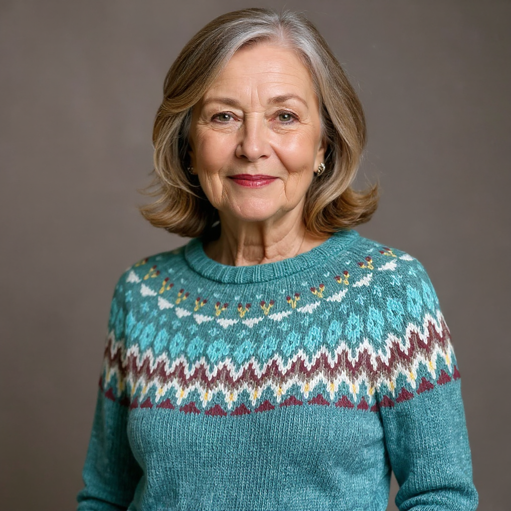 Fair Isle Crew Neck Long Sleeve Knit Sweater 4