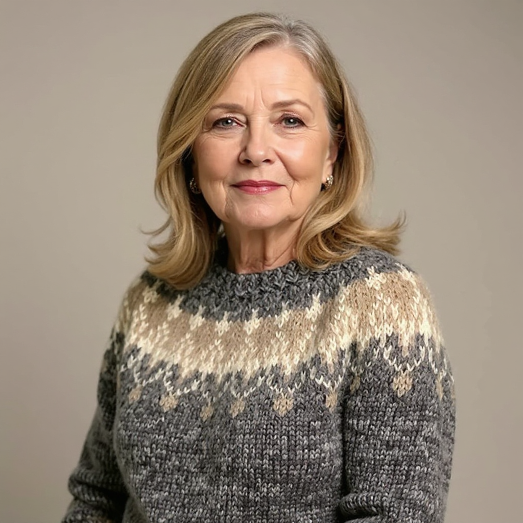 Fair Isle Crew Neck Long Sleeve Knit Sweater 14