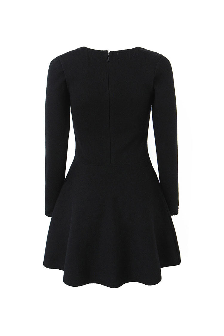 Rosedress Square Neck Bow Tie Long Sleeve Mini Sweater Dress