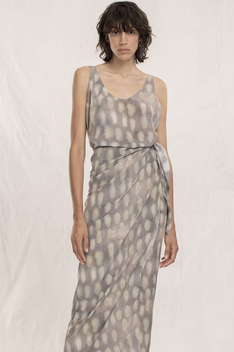 Shell Print Scoop Neck Sleeveless Tie Side Wrap Maxi Dress 4
