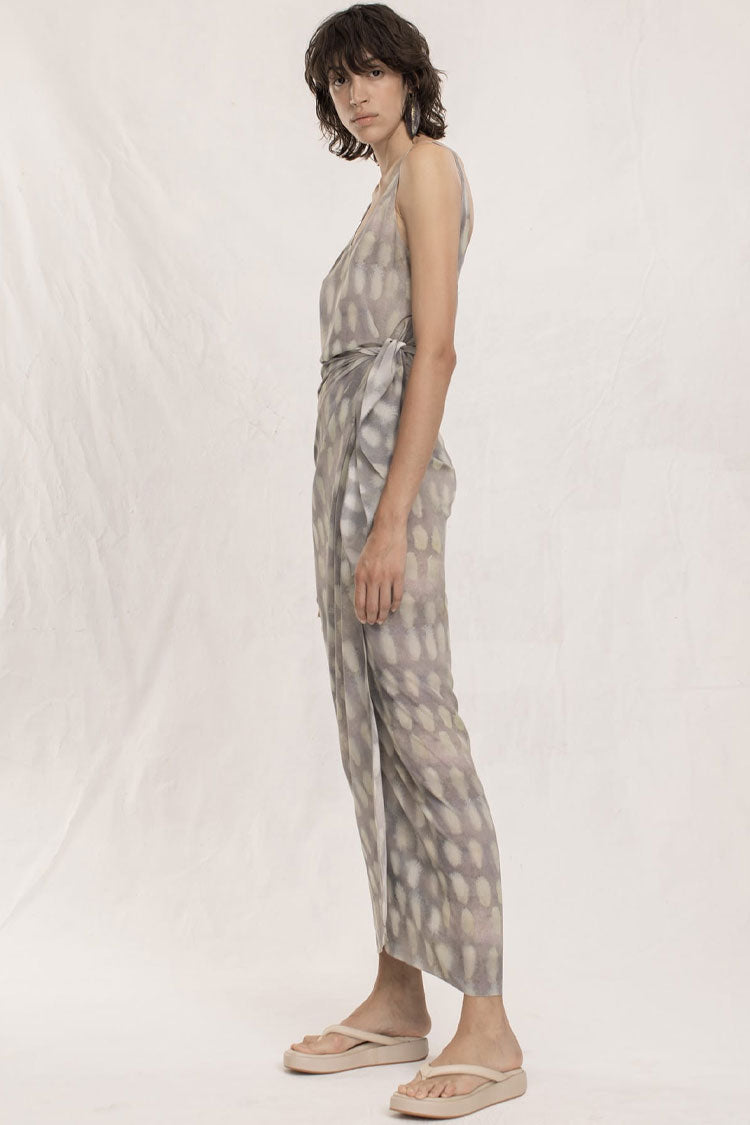 Shell Print Scoop Neck Sleeveless Tie Side Wrap Maxi Dress 2