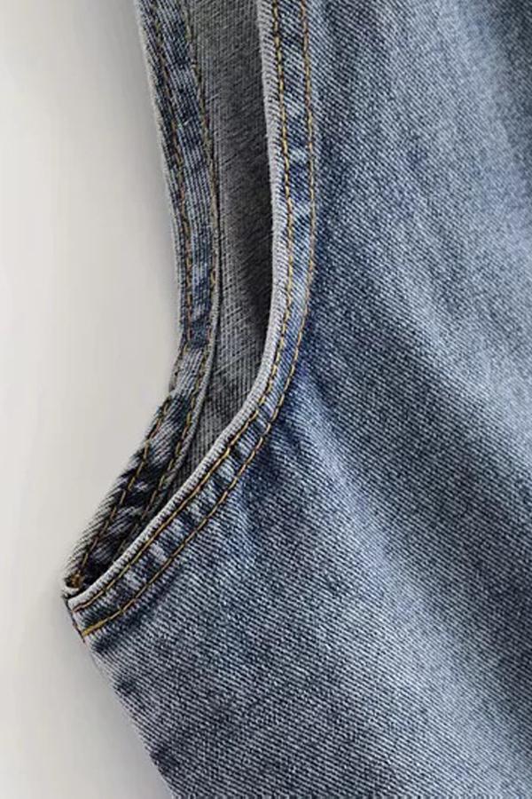 Front Pockets Denim Overalls