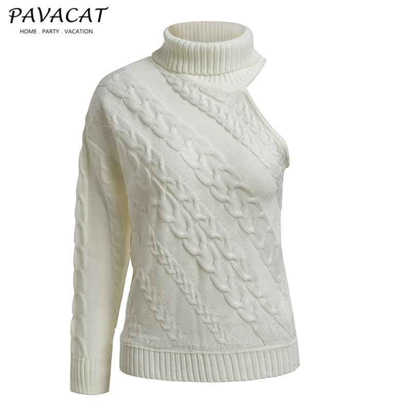 RadyRin Frost Cable Knit One Sleeve Sweater in White