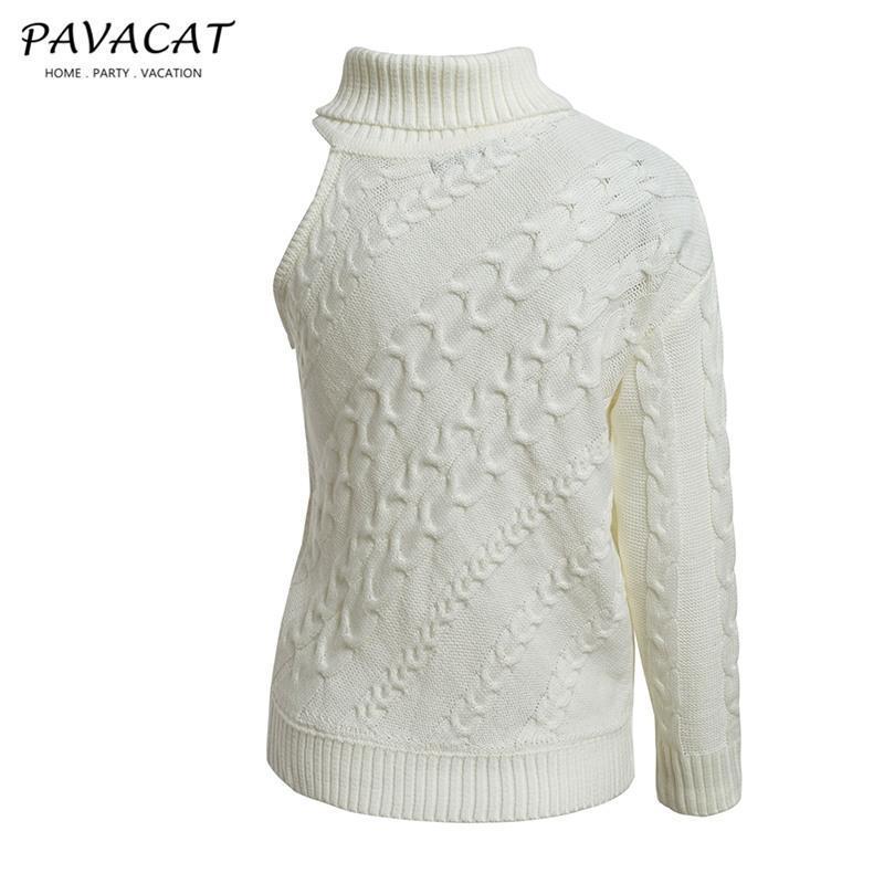 RadyRin Frost Cable Knit One Sleeve Sweater in White