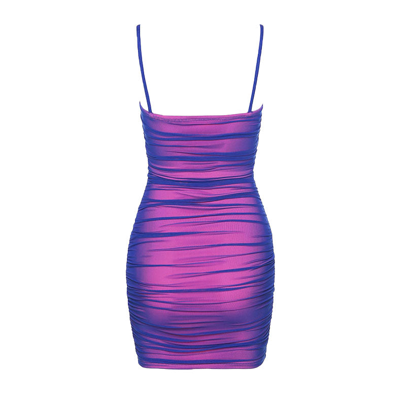 Ribbed Knit Spaghetti Strap Ruched Bodycon Mini Dress 4