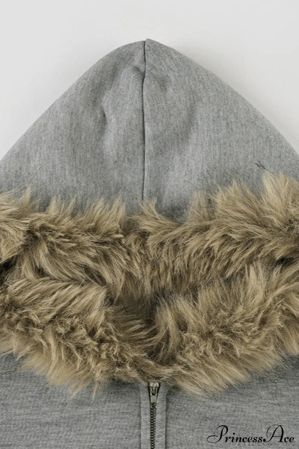 Fuzzy Solid Long Sleeve Zip-Up Hoodie