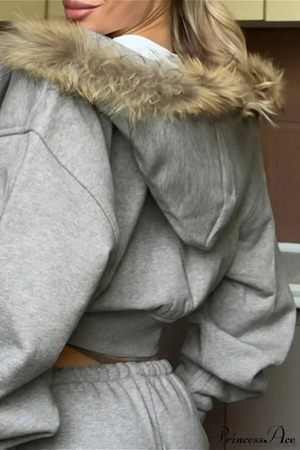Fuzzy Solid Long Sleeve Zip-Up Hoodie 5