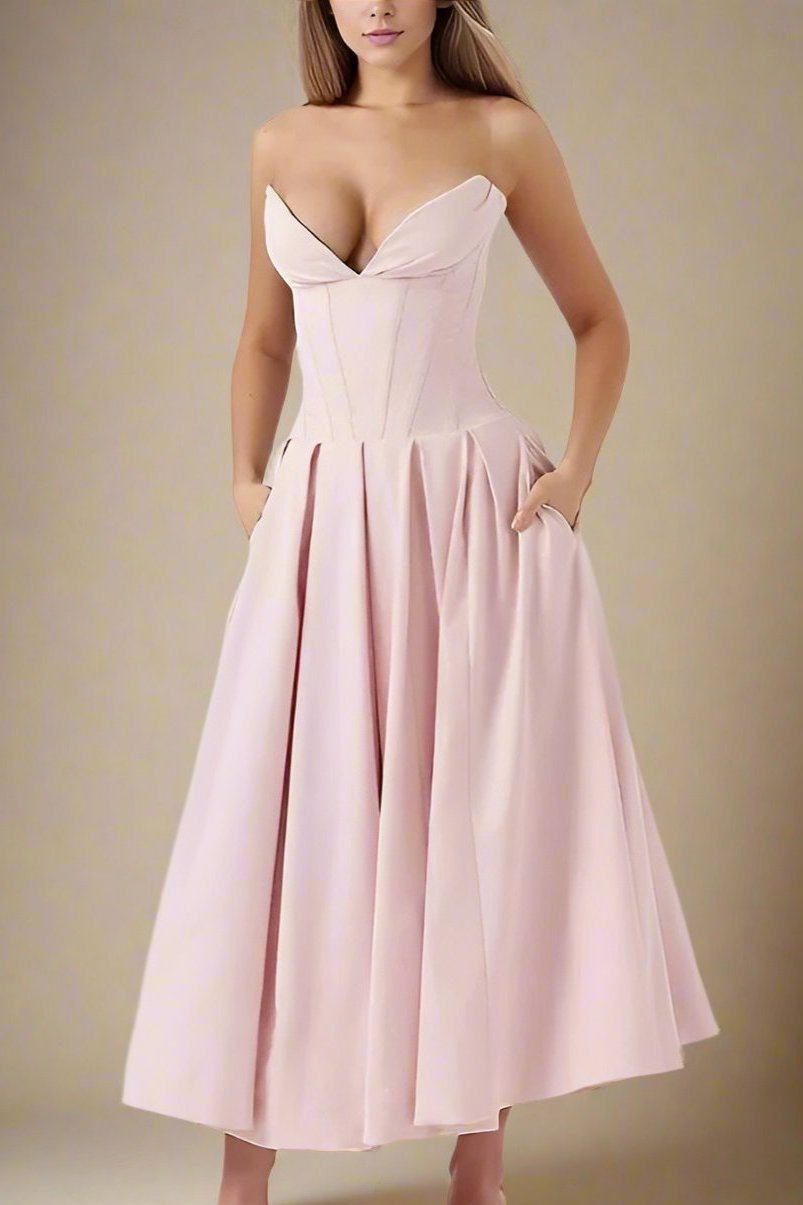 Gabbi Bodycon Midi Dress - Dusty Pink - Fashionpara