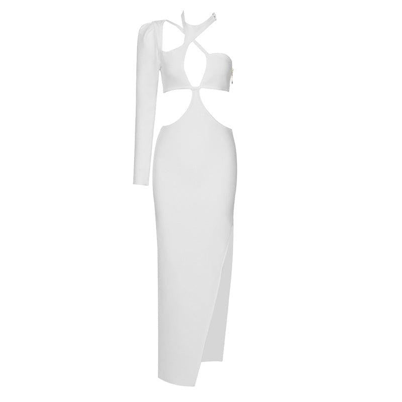 One Shoulder Cutout High Slit Bodycon Maxi Dress 2
