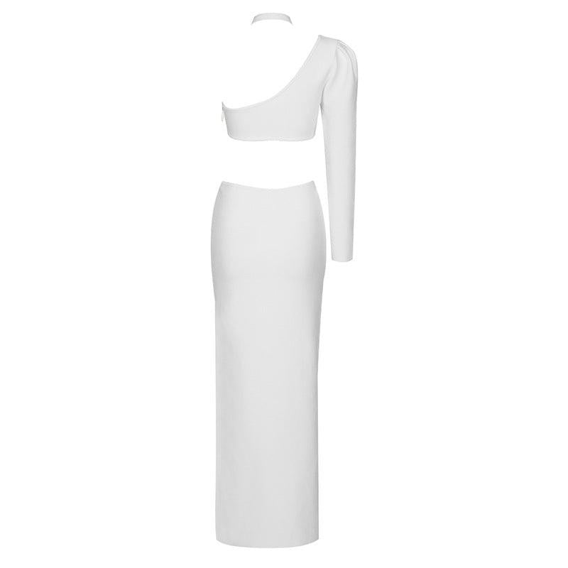 One Shoulder Cutout High Slit Bodycon Maxi Dress 4