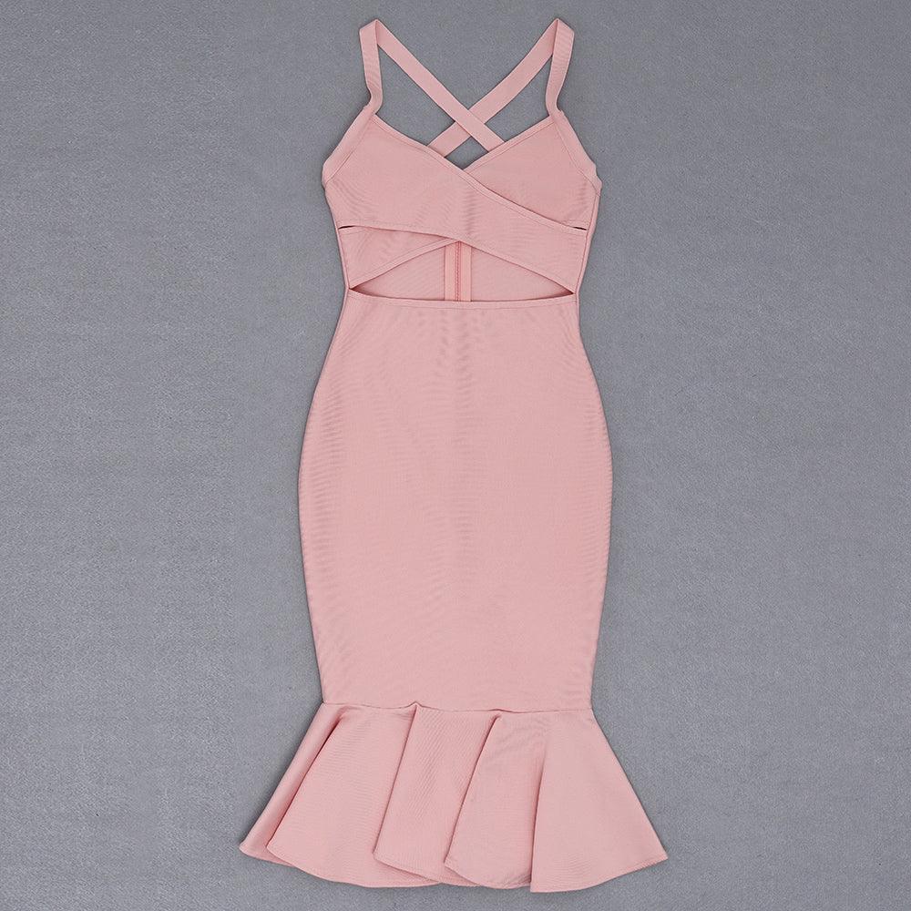 KittenAlarm - Gail Twist Front Cut Out Mermaid Hem Dress