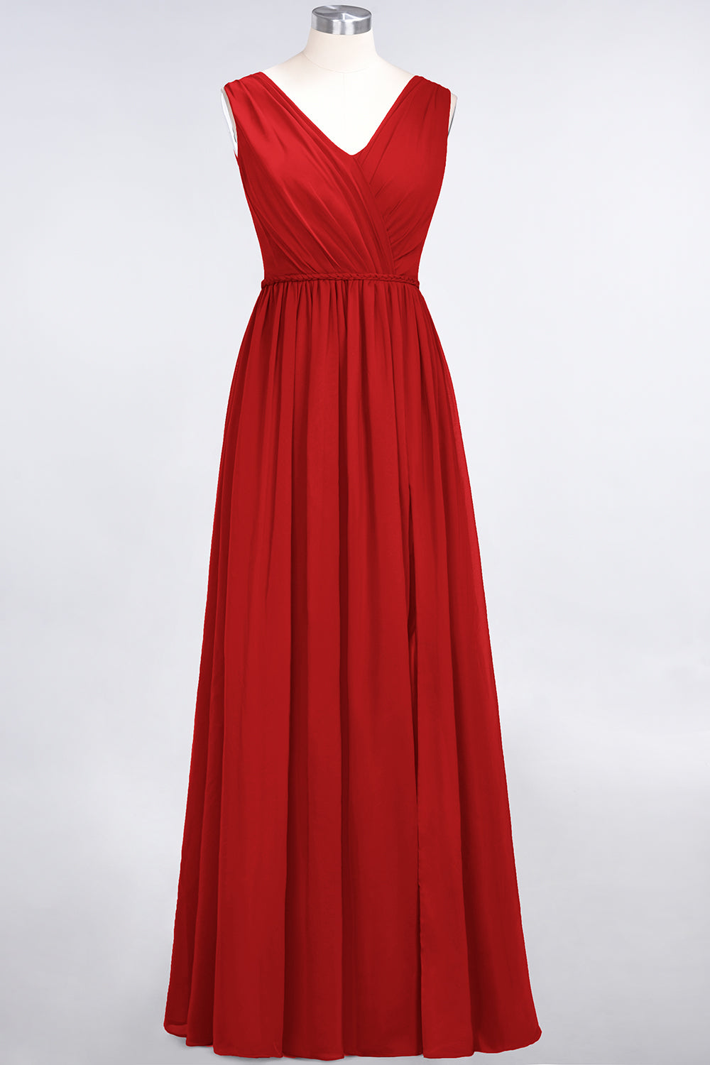 Glamorous TulleV-Neck Ruffle Burgundy Bridesmaid Dresses - Fashionpara