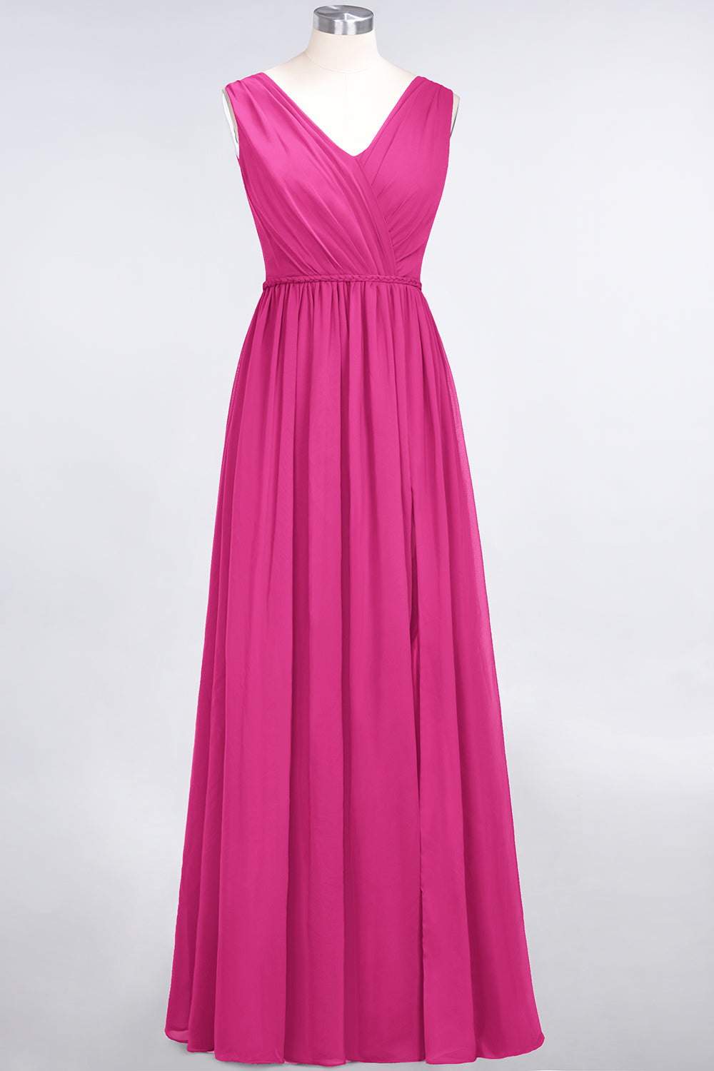 Glamorous TulleV-Neck Ruffle Burgundy Bridesmaid Dresses - Fashionpara