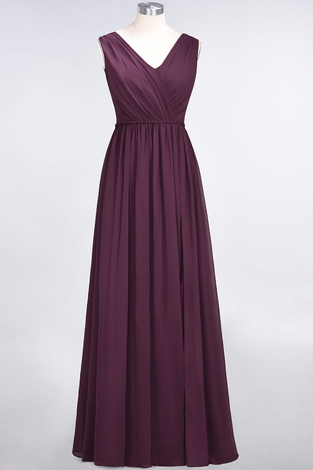 Glamorous TulleV-Neck Ruffle Burgundy Bridesmaid Dresses - Fashionpara