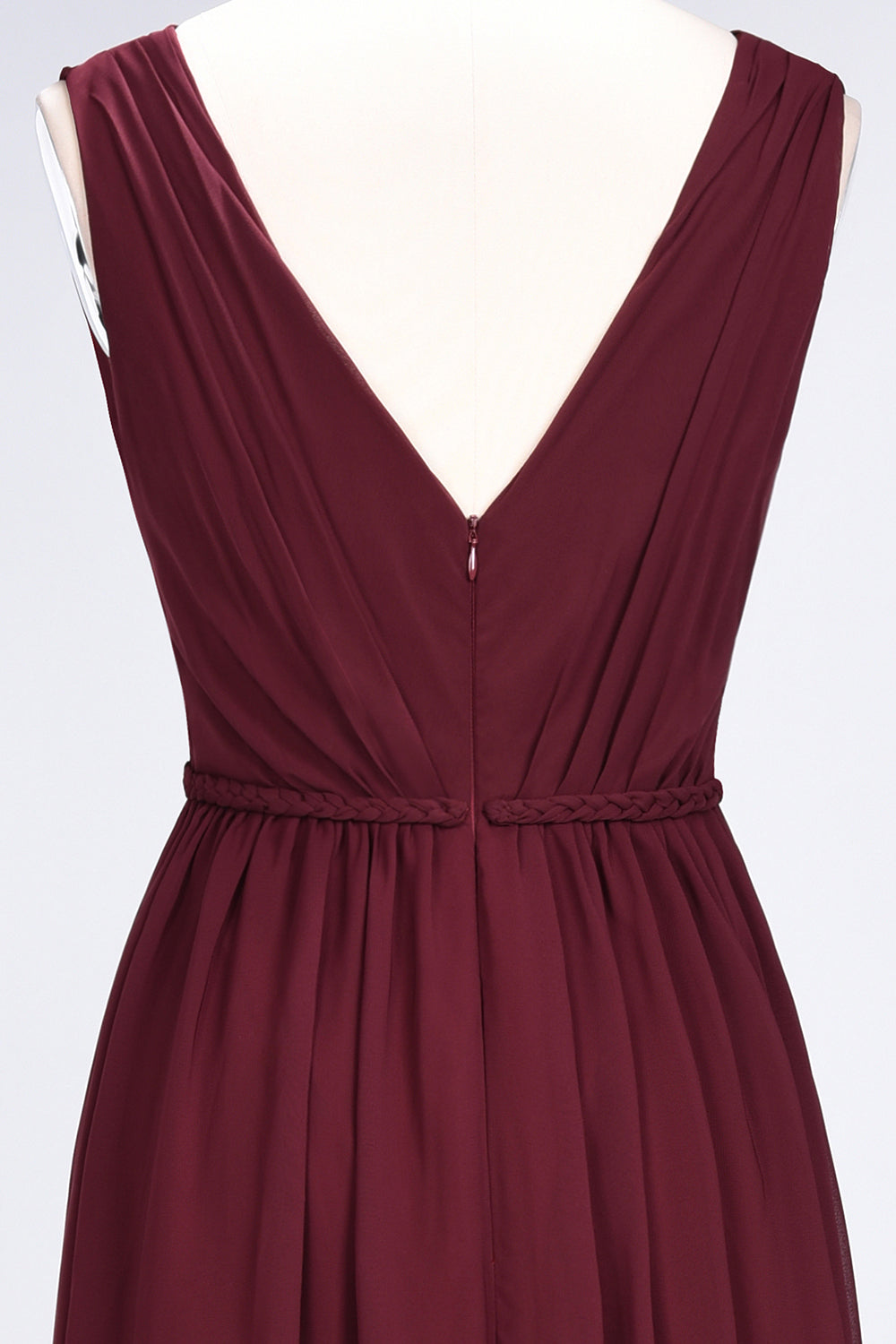 Glamorous TulleV-Neck Ruffle Burgundy Bridesmaid Dresses